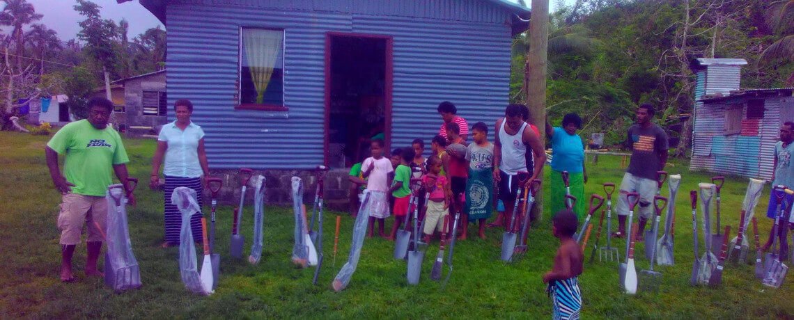 Elia who is from waitabu living in Canada also got donations which he send to get digging fork,spade and cane knife