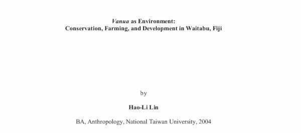 Thesis: Vanua as Environment: Conservation, Farming, and Development in Waitabu, Fiji